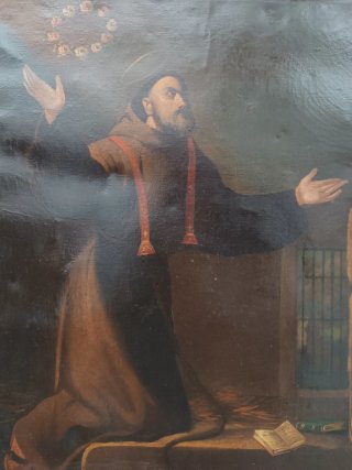 Antiguo óleo S. Francisco estigmatizado