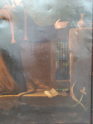 Antiguo óleo S. Francisco estigmatizado