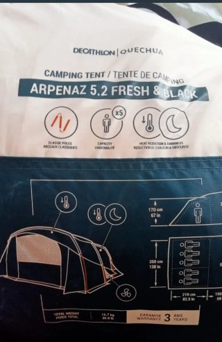 Tenda Arpenaz Quechua 5.2 Fresh & Black