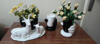 Lote frutero y figuras de cerámica