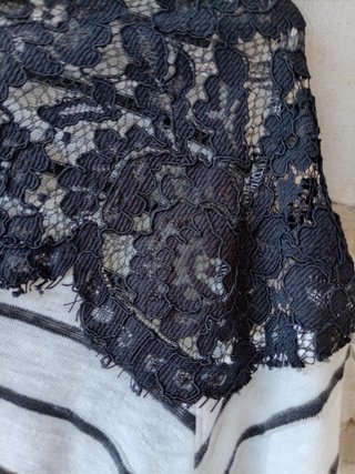 Blusa Zara Rayas Encaje Negro Talla L