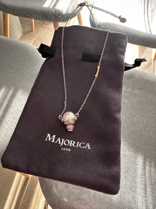 Collar Majorica Calavera Perla Oro Plata