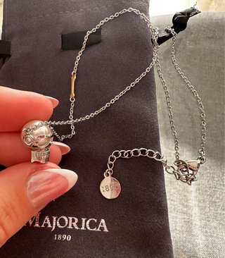 Collar Majorica Calavera Perla Oro Plata