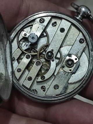 Reloj de bolsillo antiguo de plata 45mm funciona
