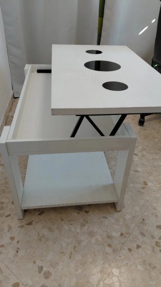 Mesa centro madera blanca abatible