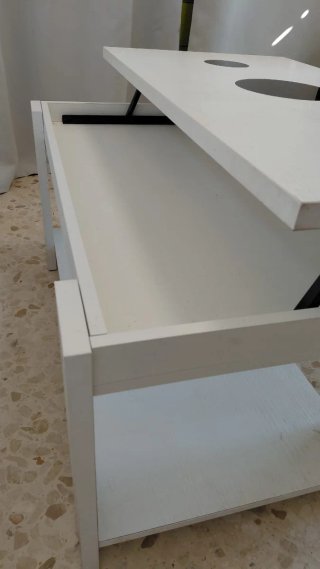 Mesa centro madera blanca abatible
