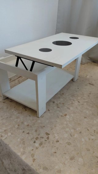 Mesa centro madera blanca abatible
