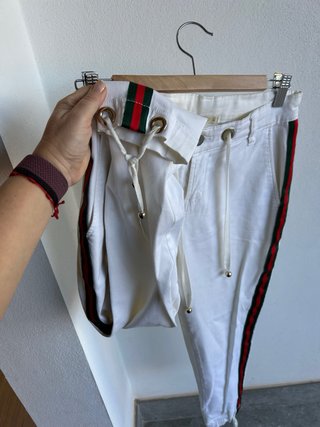 Pantalones Sahoco mujer rayas verde y rojo