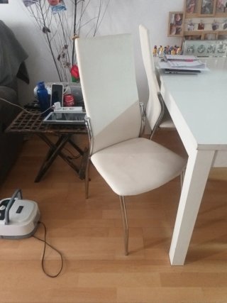Mesa y 4 Sillas Comedor Madera Blanca