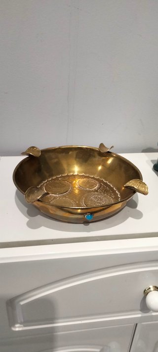 Centro de mesa latón decorativo con piedra turques