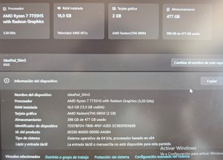 Lenovo Ideapad Slim 5 Gen 10 16gb Ram 7735HS NUEVO
