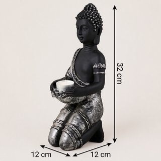 Buda Portavelas Negro y Plateado