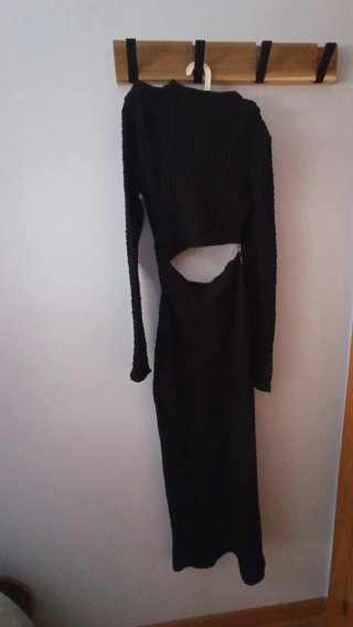 Vestido Zara Negro Cut-out Manga Larga