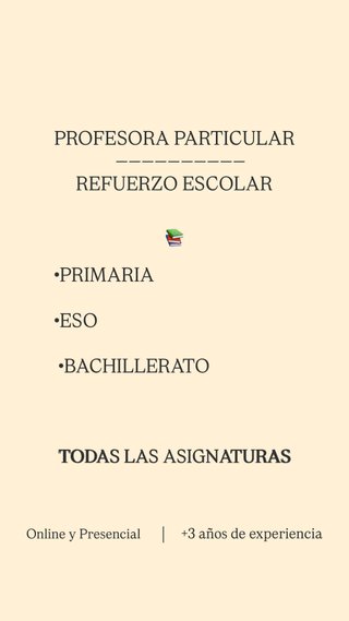 Profesora Particular Refuerzo Escolar