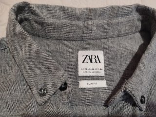 Camisa de punto Zara Slim fit manga corta Gris XL