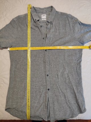 Camisa de punto Zara Slim fit manga corta Gris XL