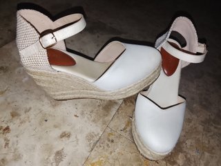 Cuñas Sandalias Cáñamo Blancas Talla 37 Dana