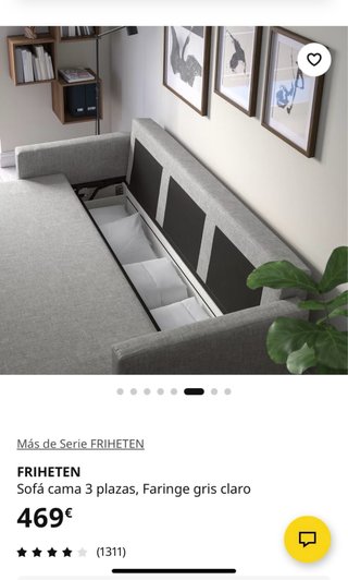 Sofá Cama Ikea Beige Tela