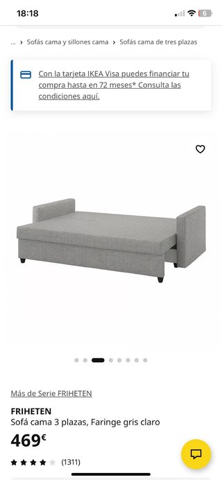 Sofá Cama Ikea Beige Tela