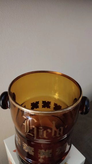 Cubitera Vintage Cristal color Ámbar con Asas