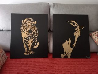 Cuadro Decorativo Tigre y Caballo