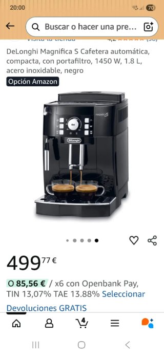 Cafetera DeLonghi Magnifica S Negra