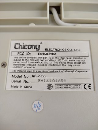 Chicony KB-2966 Teclado Beige