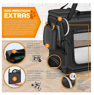 Transportín grande para perros negro