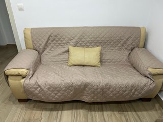 Sofá 3+2 plazas piel beige como nuevo
