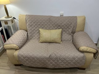 Sofá 3+2 plazas piel beige como nuevo
