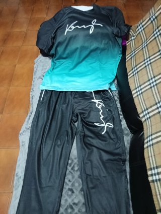 Chándal hombre verano negro/ turquesa