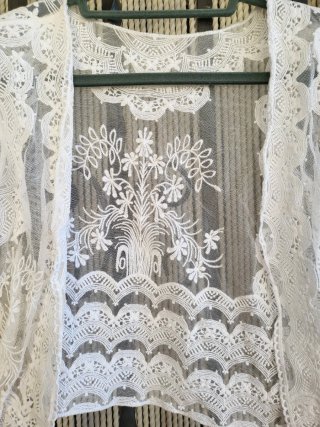 Bolero encaje floral blanco talla única