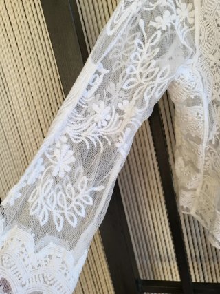 Bolero encaje floral blanco talla única
