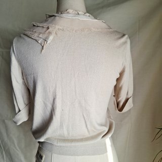 Chaqueta Mango Beige Manga Corta Volante