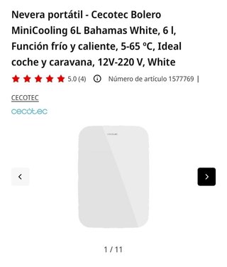 Nevera pequeña Cecotec Blanca