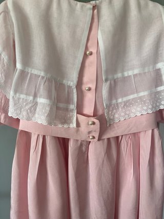 Vestido Niña en rosa con cuello bordado Talla 12