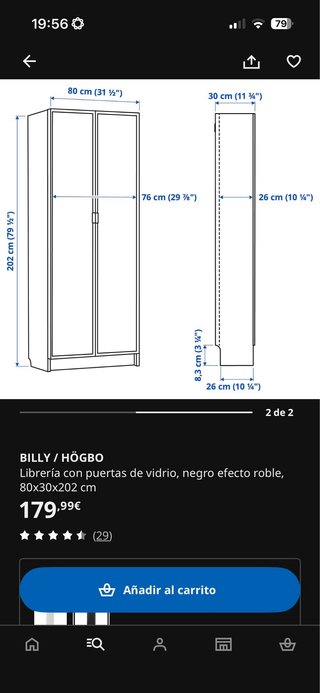 Estantería Billy Roble con Puertas Hogbo