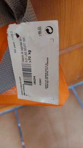 Chaleco salvavidas naranja Tribord 70 kg