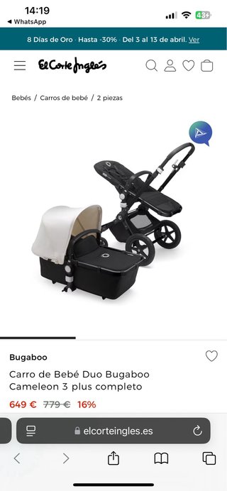 Bugaboo Camaleon 3 Capazo y silla de paseo