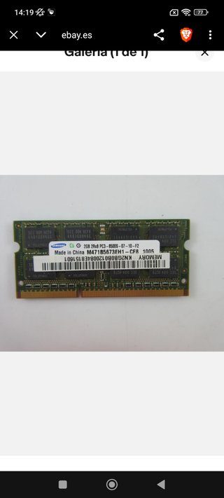 Memoria RAM Samsung 2GB Portátil PC3-8500S