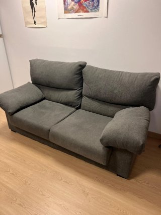 Sofá 2 plazas gris tela