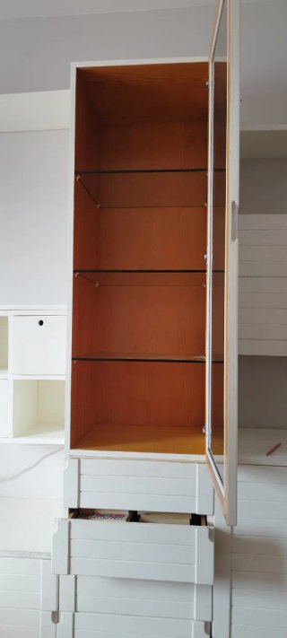 Mueble de salón madera maciza blanco/amarillo