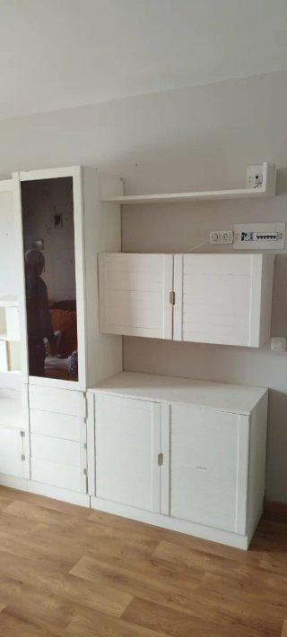 Mueble de salón madera maciza blanco/amarillo