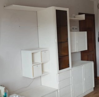 Mueble de salón madera maciza blanco/amarillo