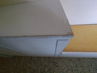 Mueble de salón madera maciza blanco/amarillo
