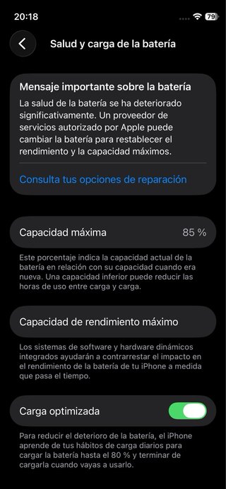 iPhone 12 mini 85% Capacidad Máxima