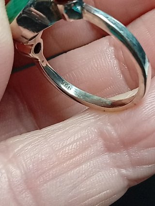 Anillo Plata Ley Malaquita y Granate y cornalina