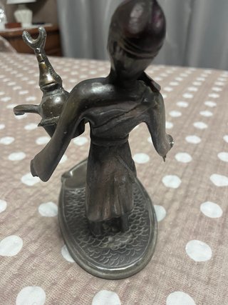 Posacenere Vintage Statuetta Uomo Arabo in Metallo