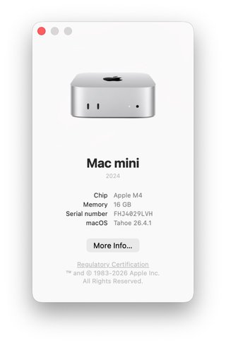 Mac mini M4 16/256GB Argento