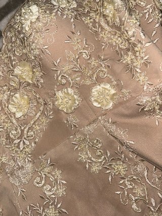 Vestido de fiesta oro y rosa
